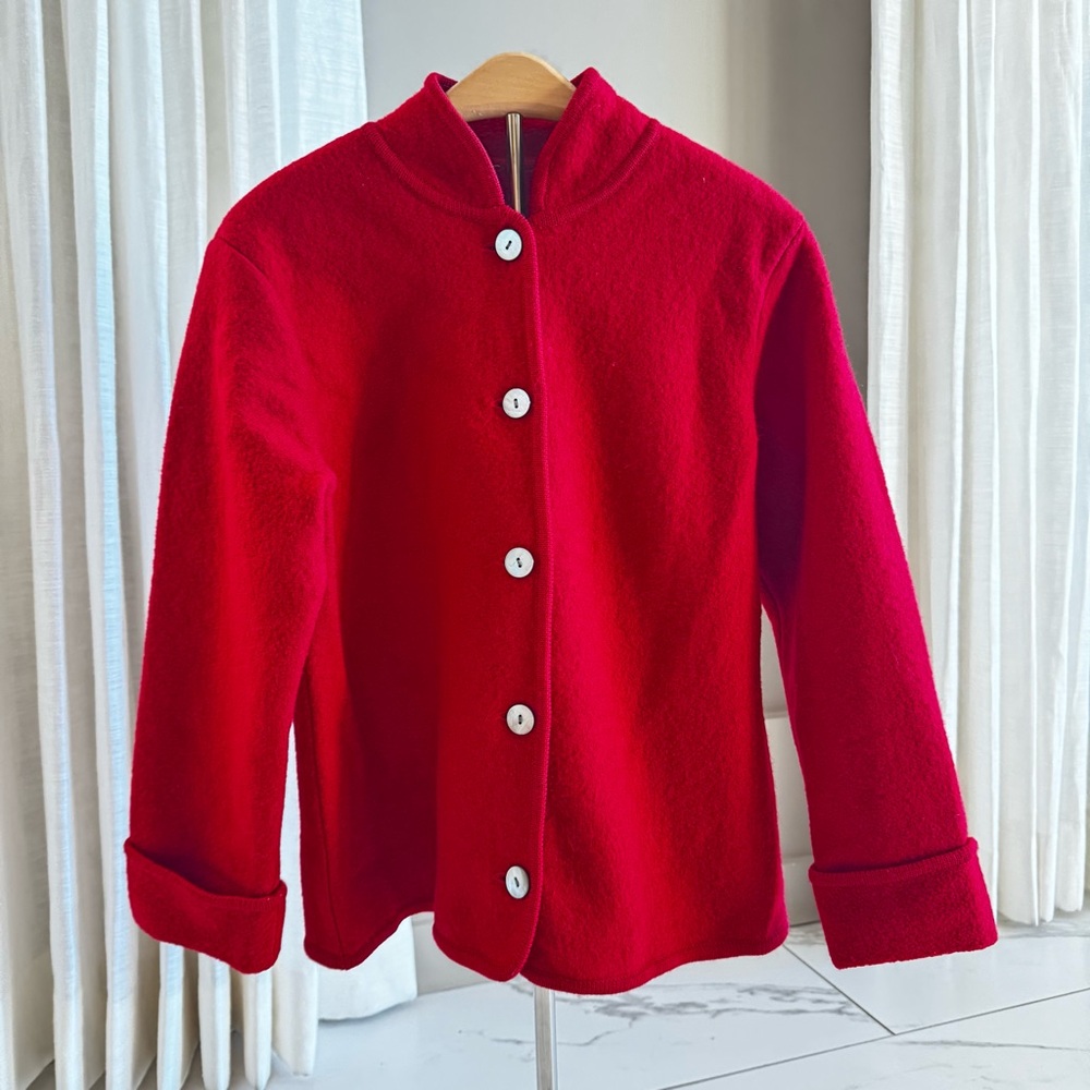 Vintage Red Wool Button-Up Jacket - image 1